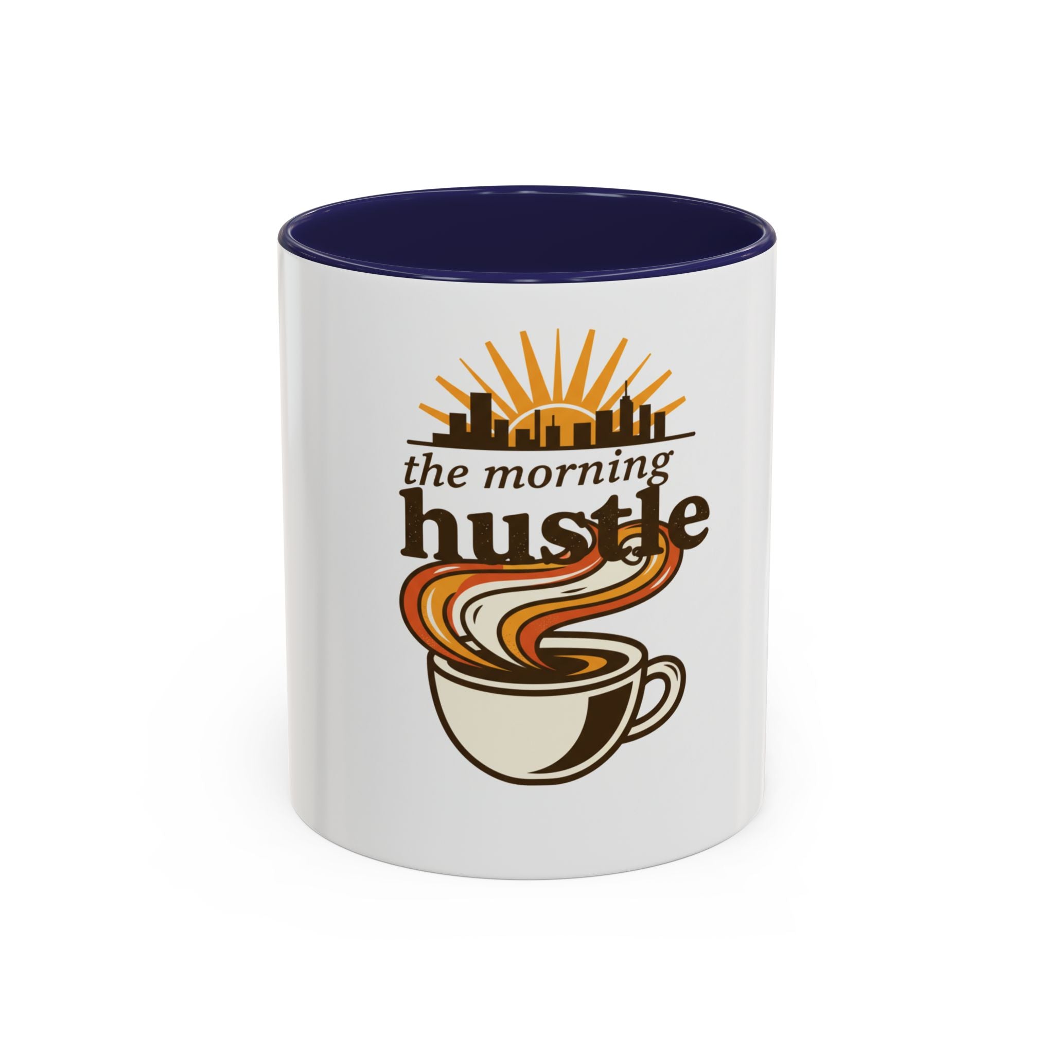 Morning Hustle Coffee Mug — Retro Sunrise Coffee Cup