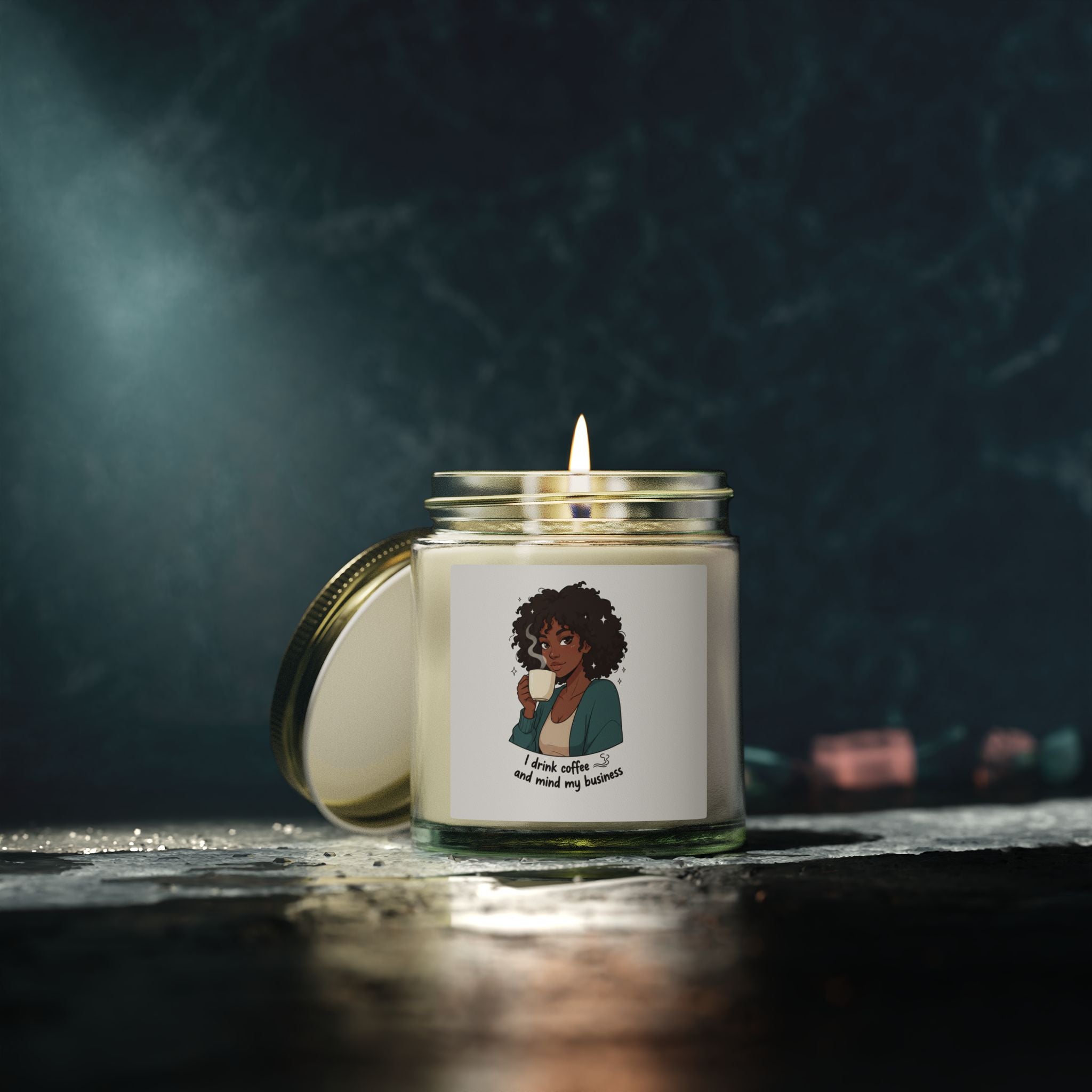 Coconut Apricot Scented Candle — 'I Drink Coffee and Mind My Business' Jar