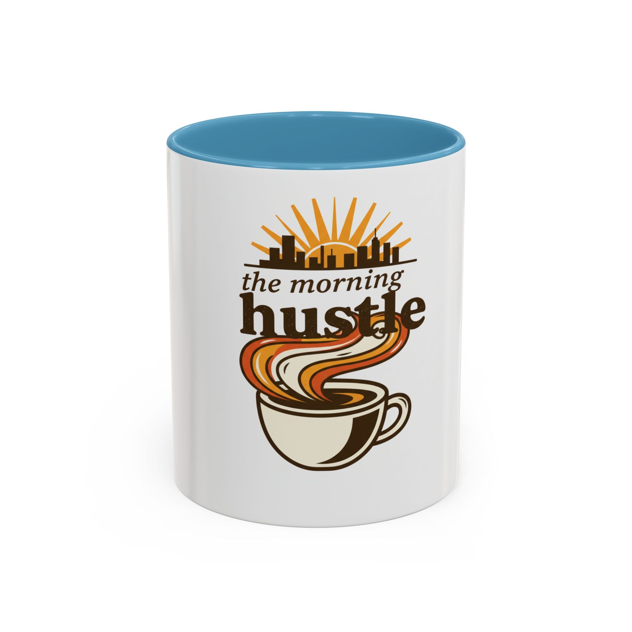 Morning Hustle Coffee Mug — Retro Sunrise Coffee Cup