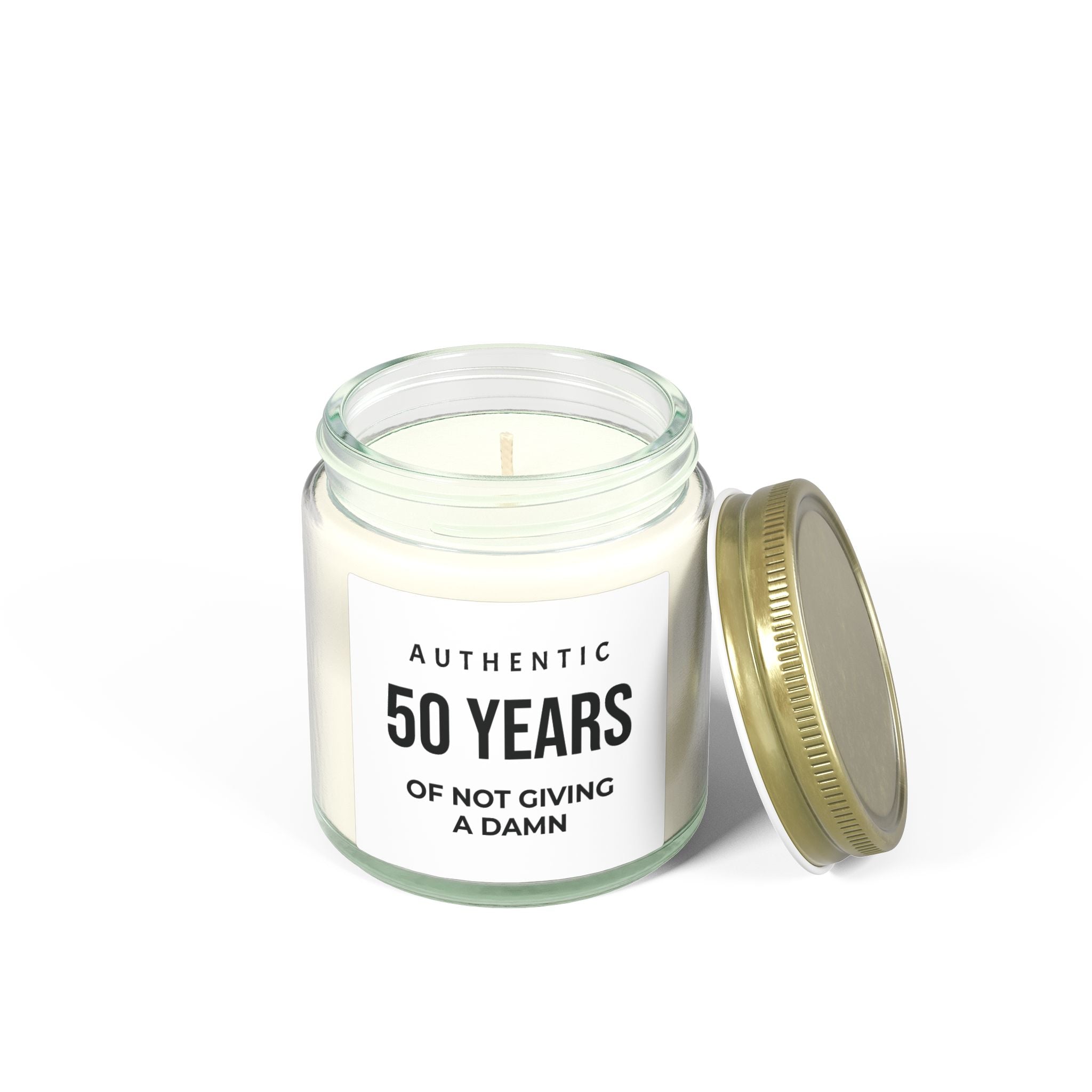 50th Birthday Scented Candle – 'Authentic 50 Years of Not Giving a Damn' Coconut Apricot Wax