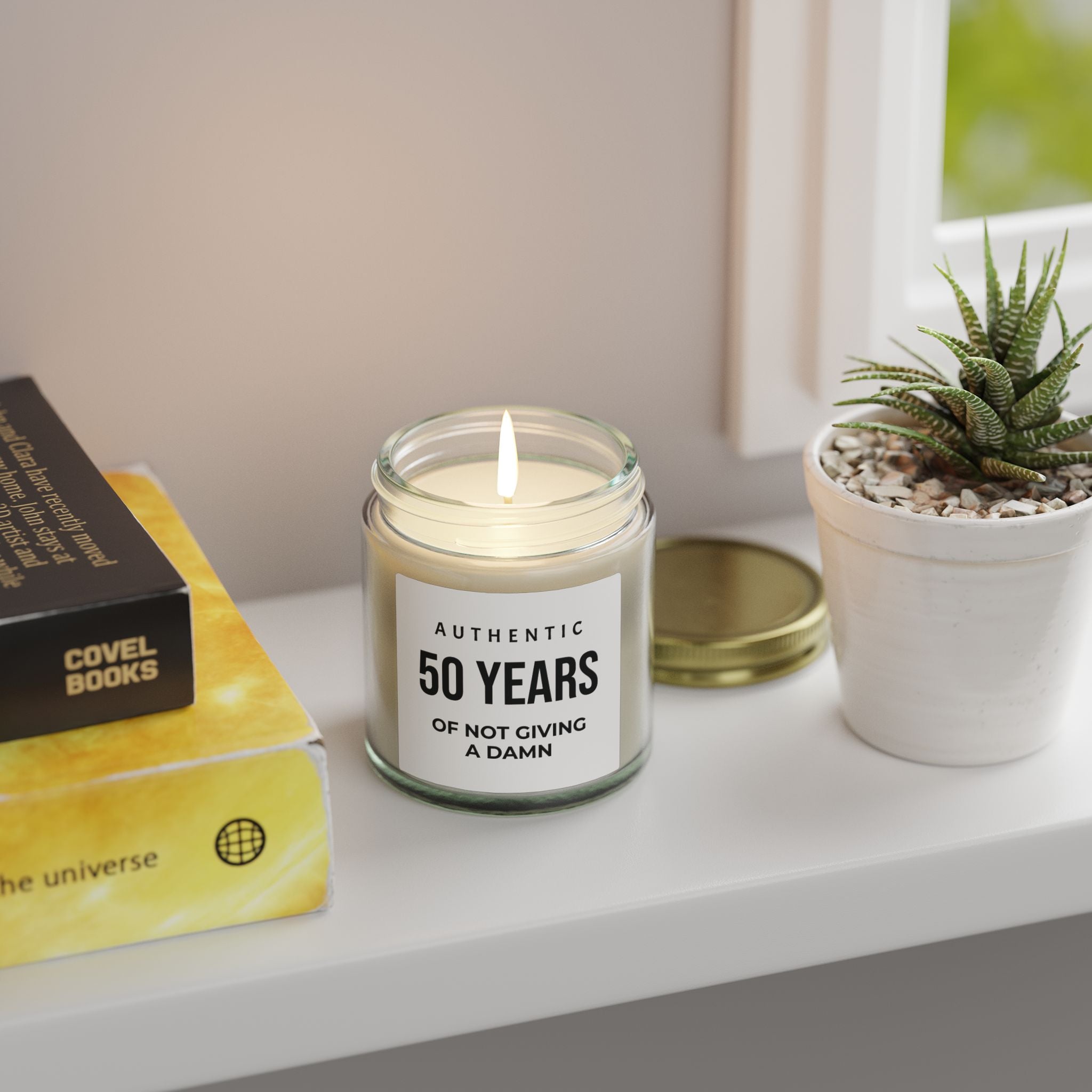 50th Birthday Scented Candle – 'Authentic 50 Years of Not Giving a Damn' Coconut Apricot Wax