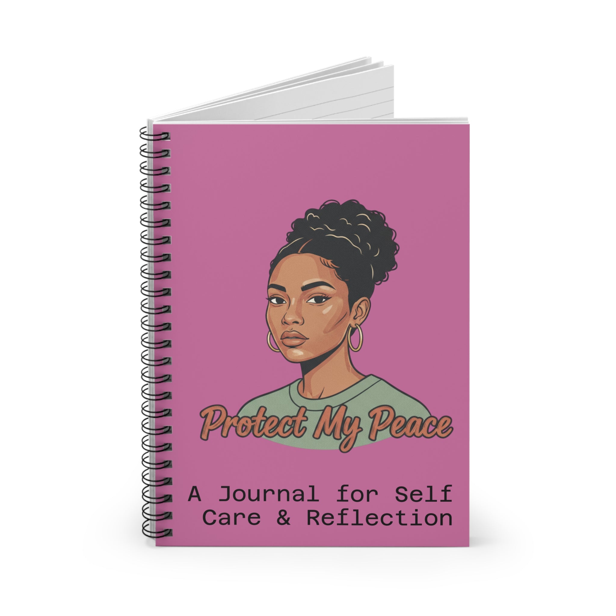 Notebook — 'Protect My Peace' Illustrated Journal for Self-Care & Empowerment