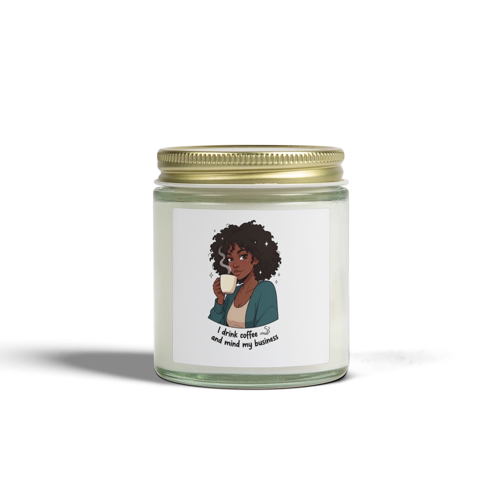 Coconut Apricot Scented Candle — 'I Drink Coffee and Mind My Business' Jar