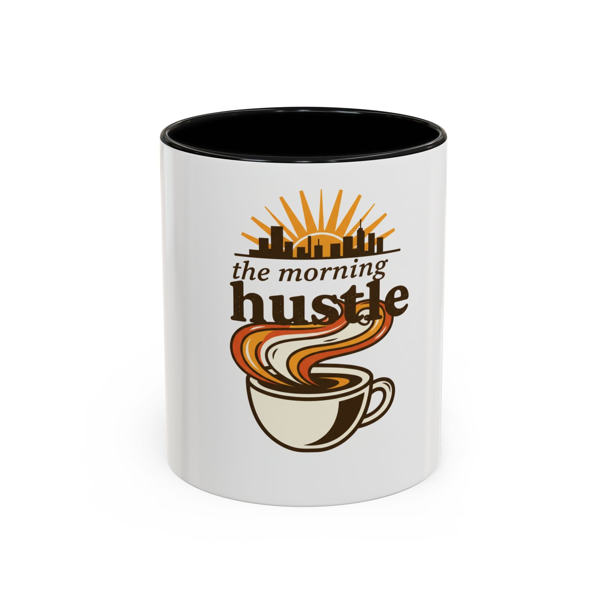 Morning Hustle Coffee Mug — Retro Sunrise Coffee Cup