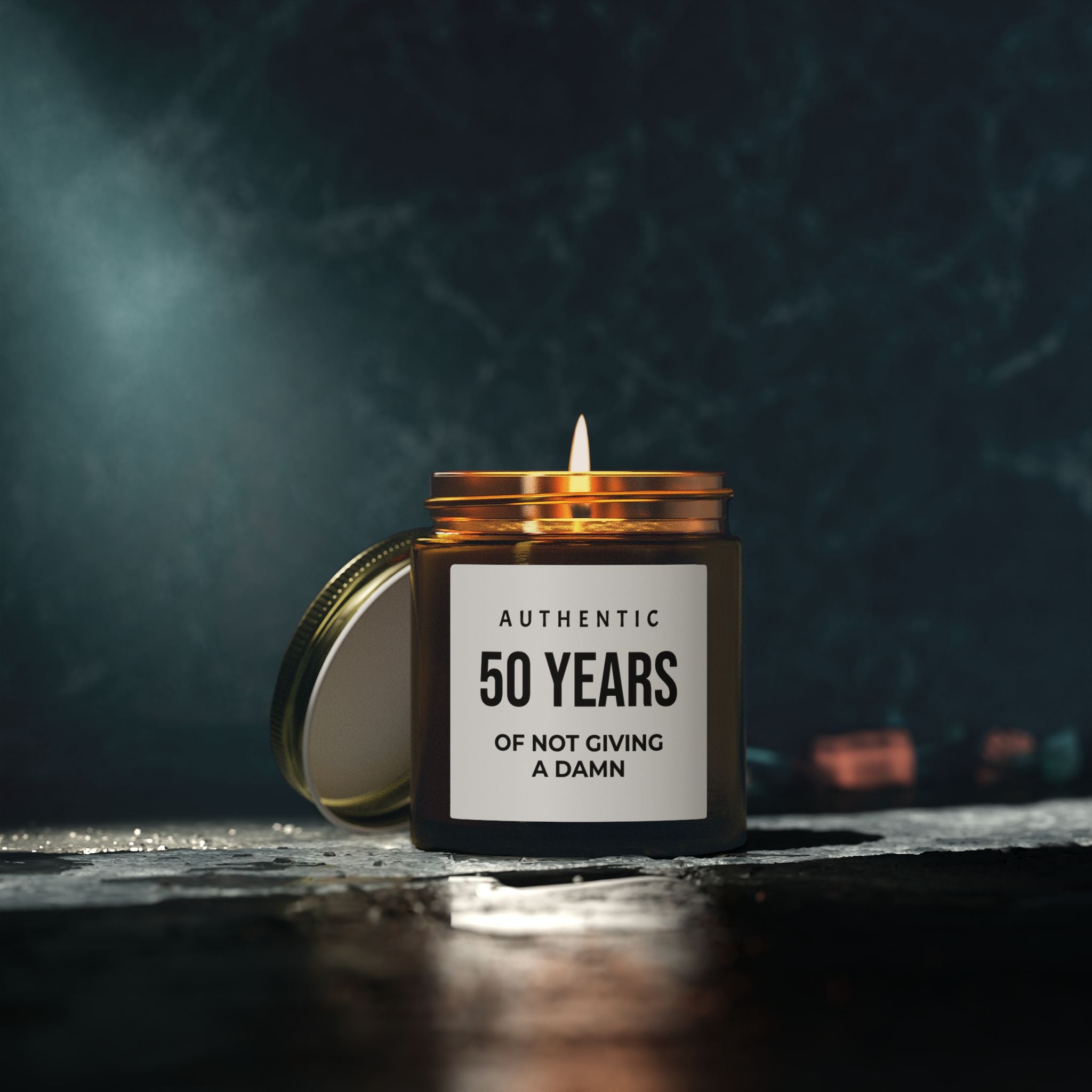 50th Birthday Scented Candle – 'Authentic 50 Years of Not Giving a Damn' Coconut Apricot Wax