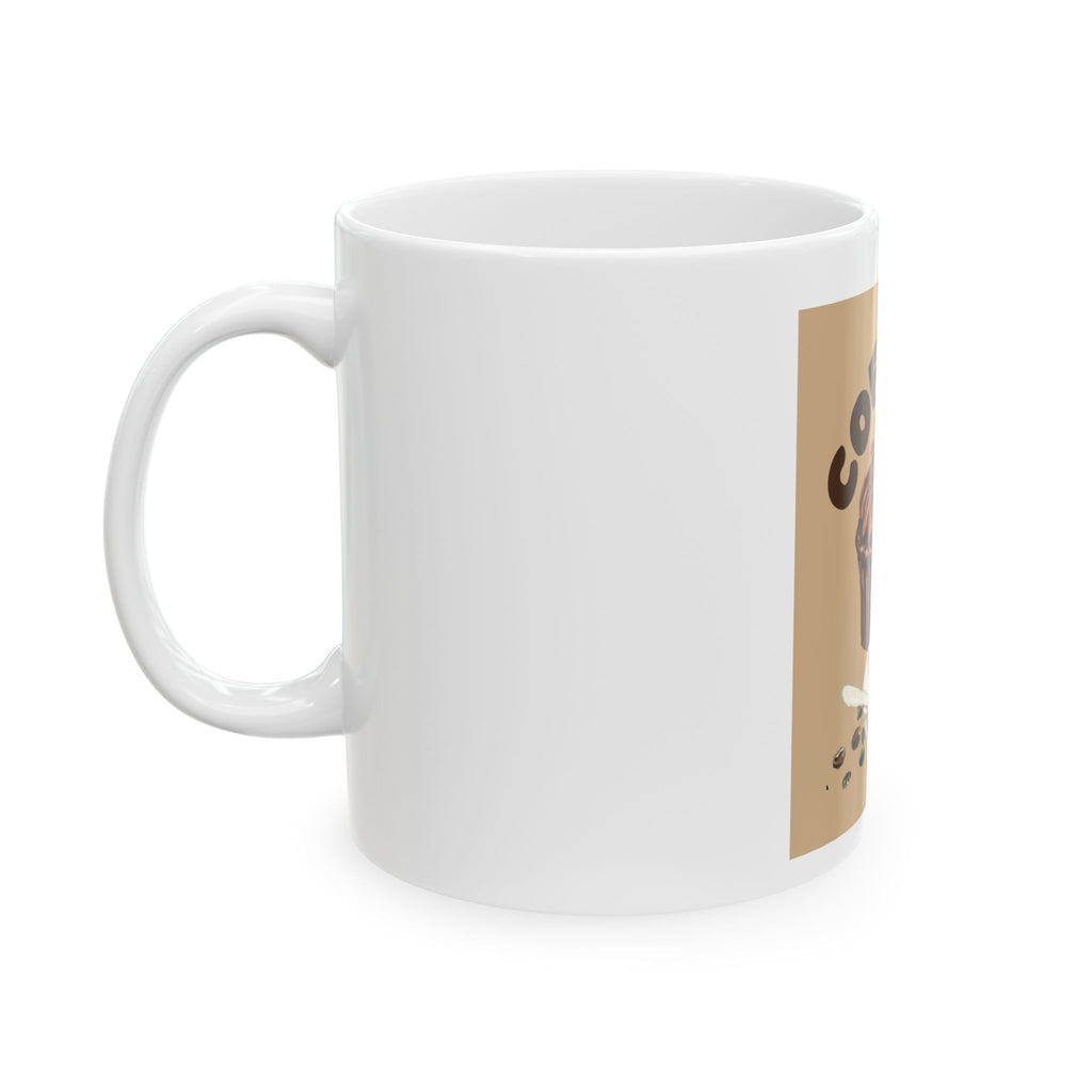 Coffee Time Ceramic Mug – Coffee Cup & Cupcake Design, 11oz/15oz