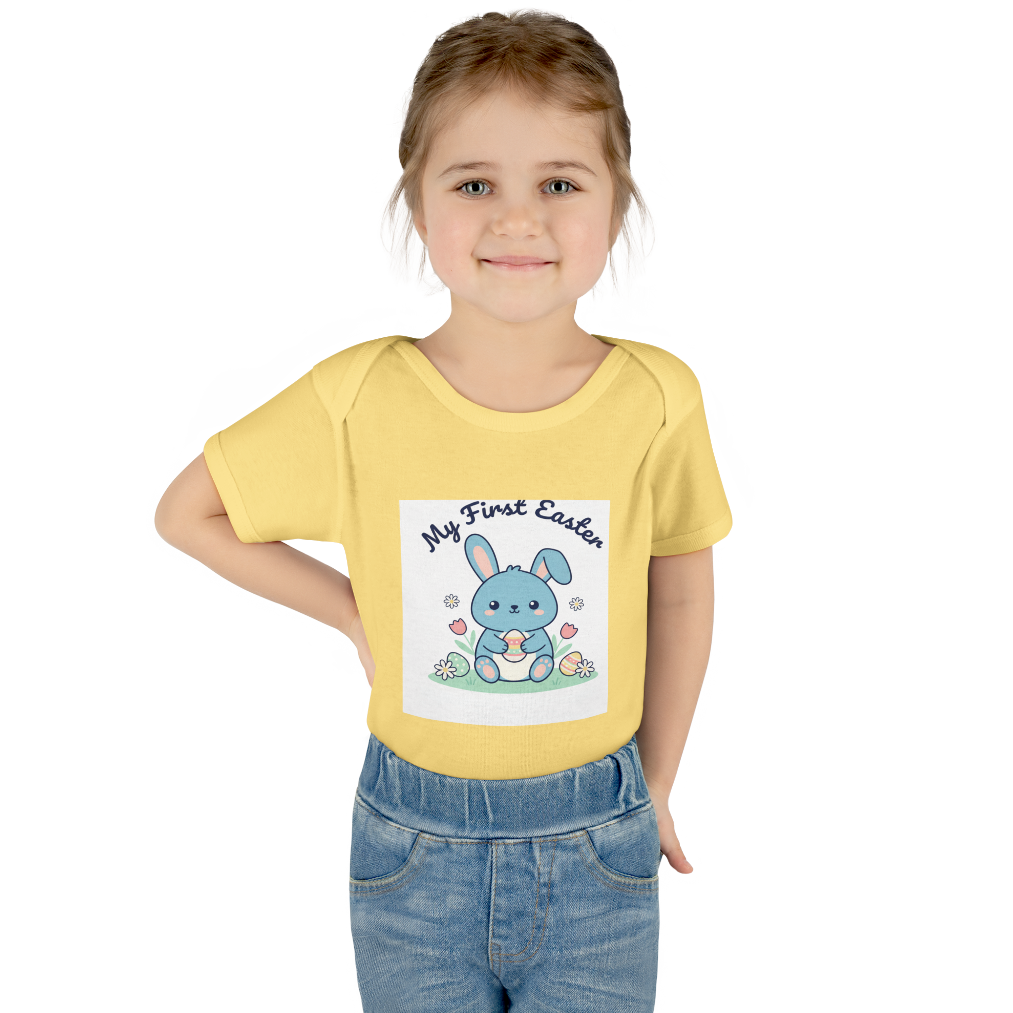 My First Easter Baby Bodysuit - Cute Blue Bunny Infant Onesie