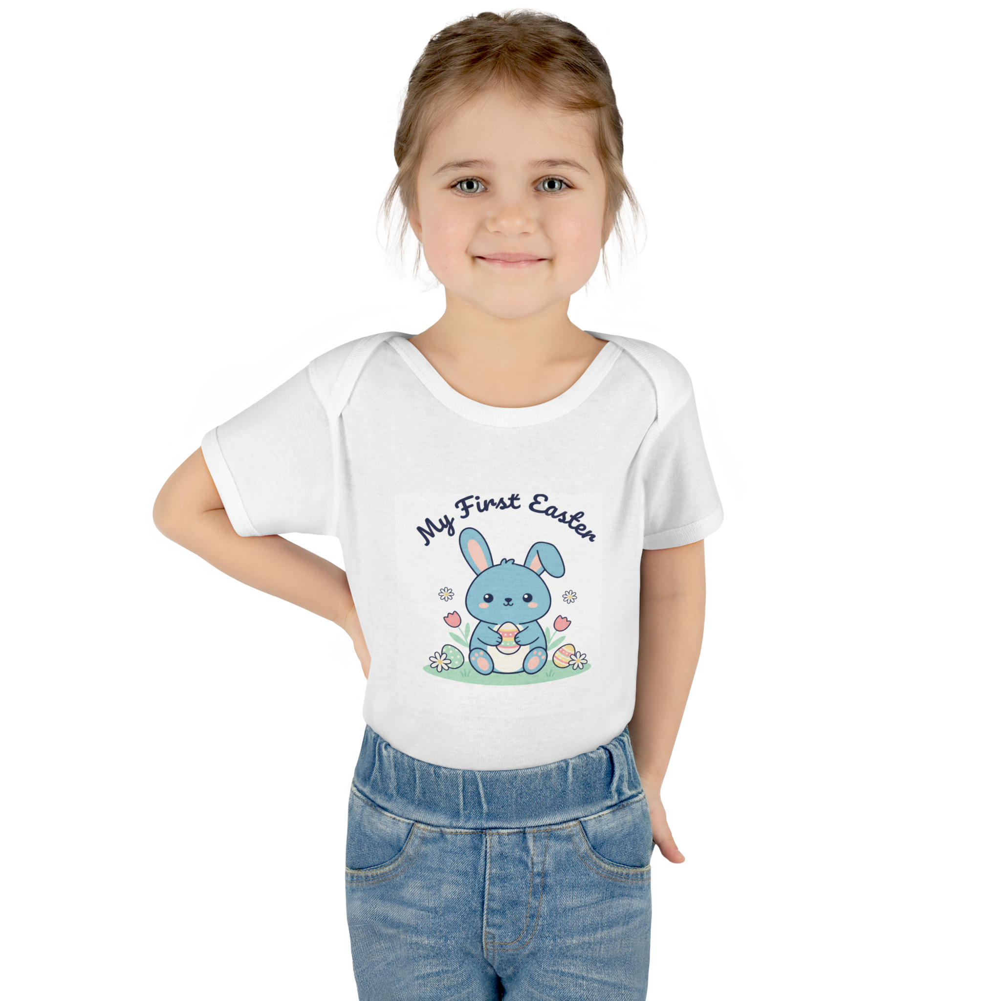 My First Easter Baby Bodysuit - Cute Blue Bunny Infant Onesie