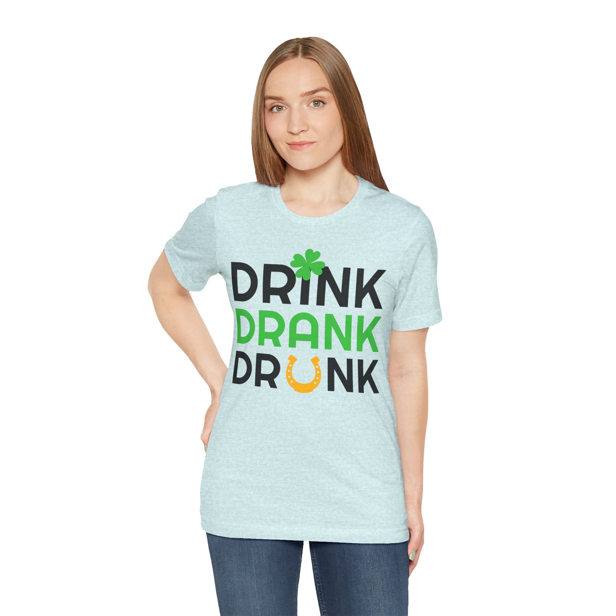 Drink Drank Drunk St. Patrick's Day Tee — Shamrock & Horseshoe Party Shirt
