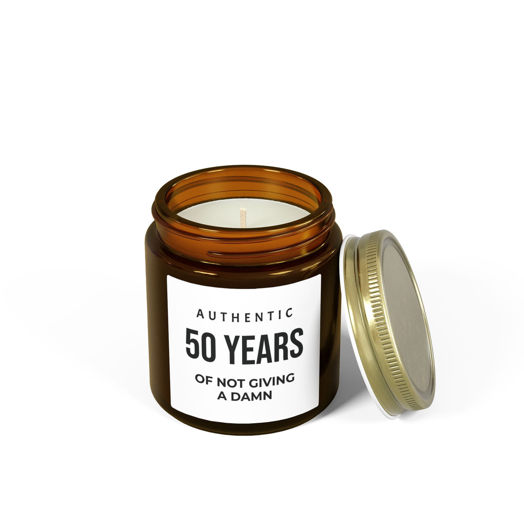 50th Birthday Scented Candle – 'Authentic 50 Years of Not Giving a Damn' Coconut Apricot Wax