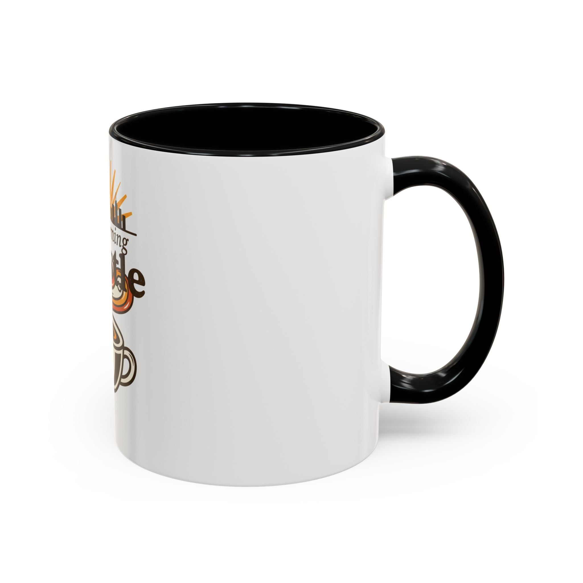Morning Hustle Coffee Mug — Retro Sunrise Coffee Cup