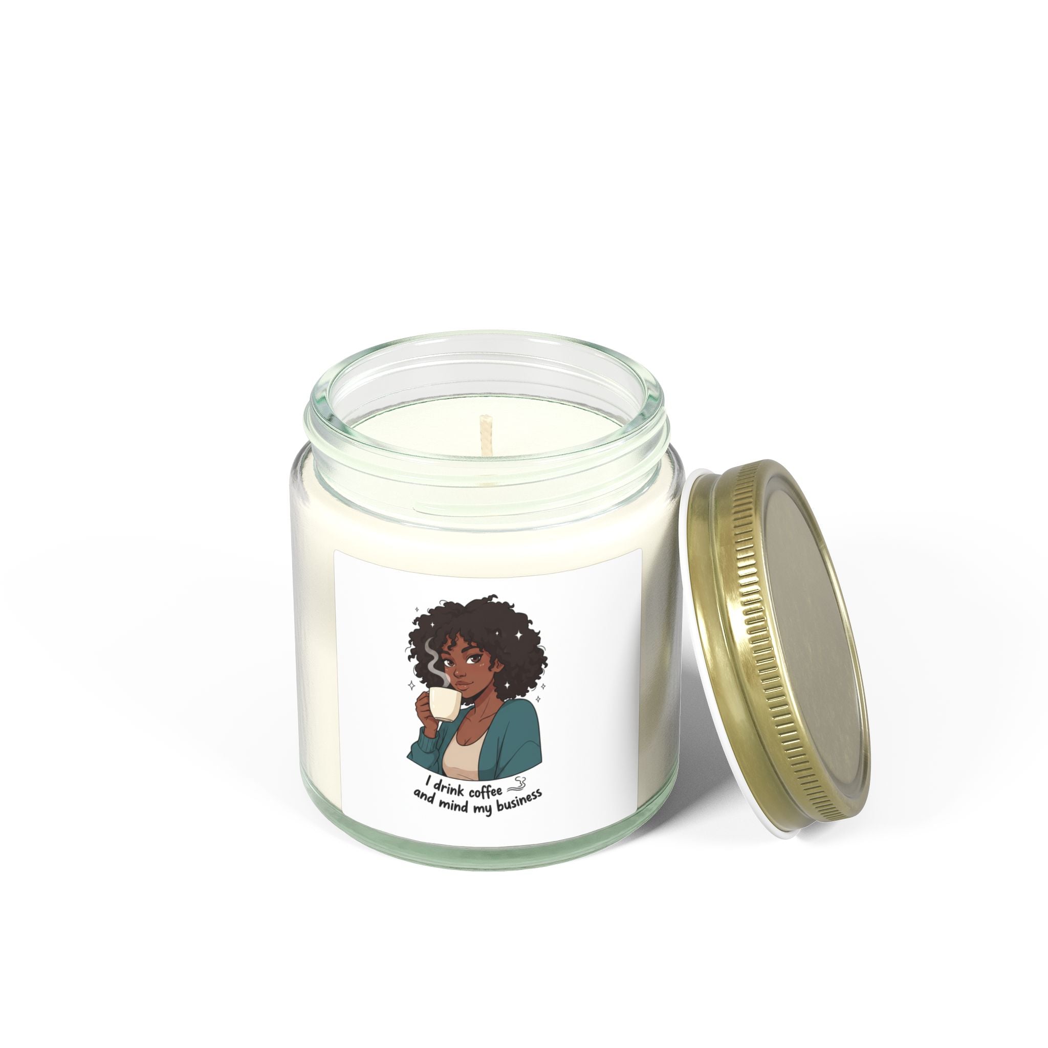 Coconut Apricot Scented Candle — 'I Drink Coffee and Mind My Business' Jar