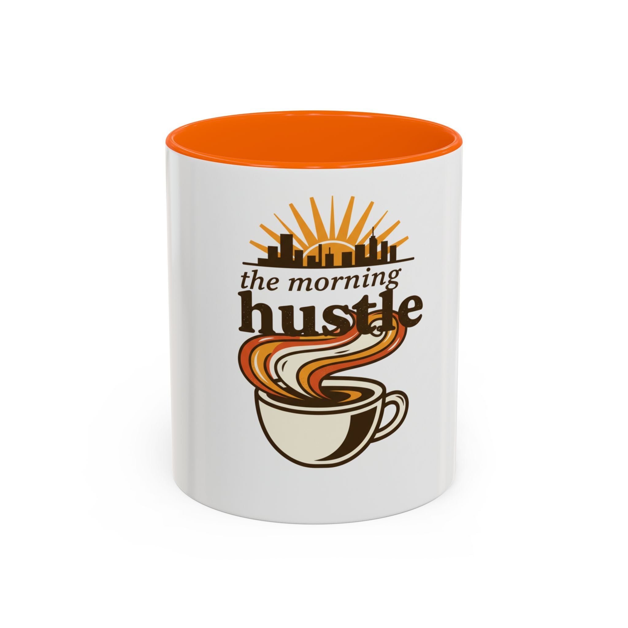 Morning Hustle Coffee Mug — Retro Sunrise Coffee Cup