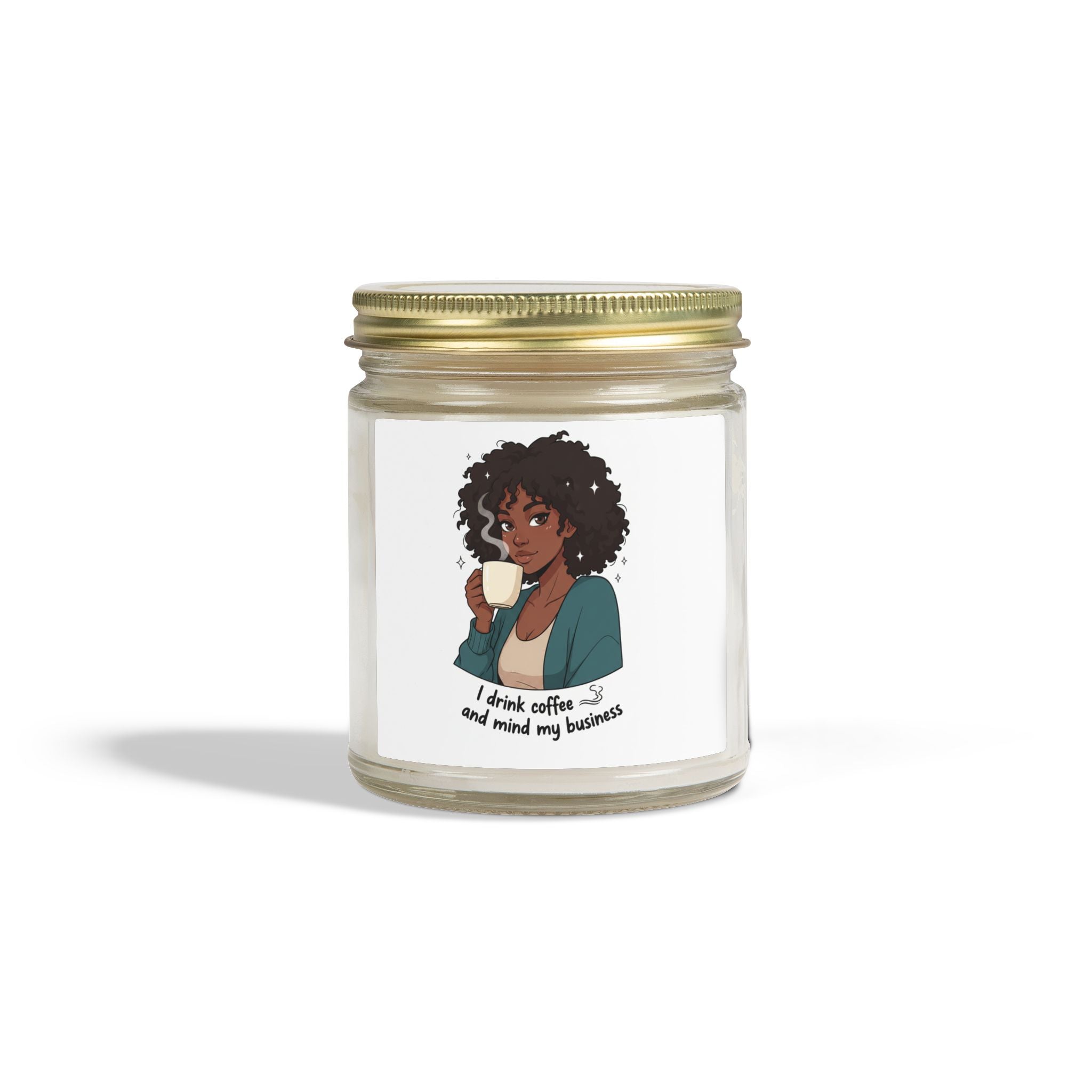 Coconut Apricot Scented Candle — 'I Drink Coffee and Mind My Business' Jar