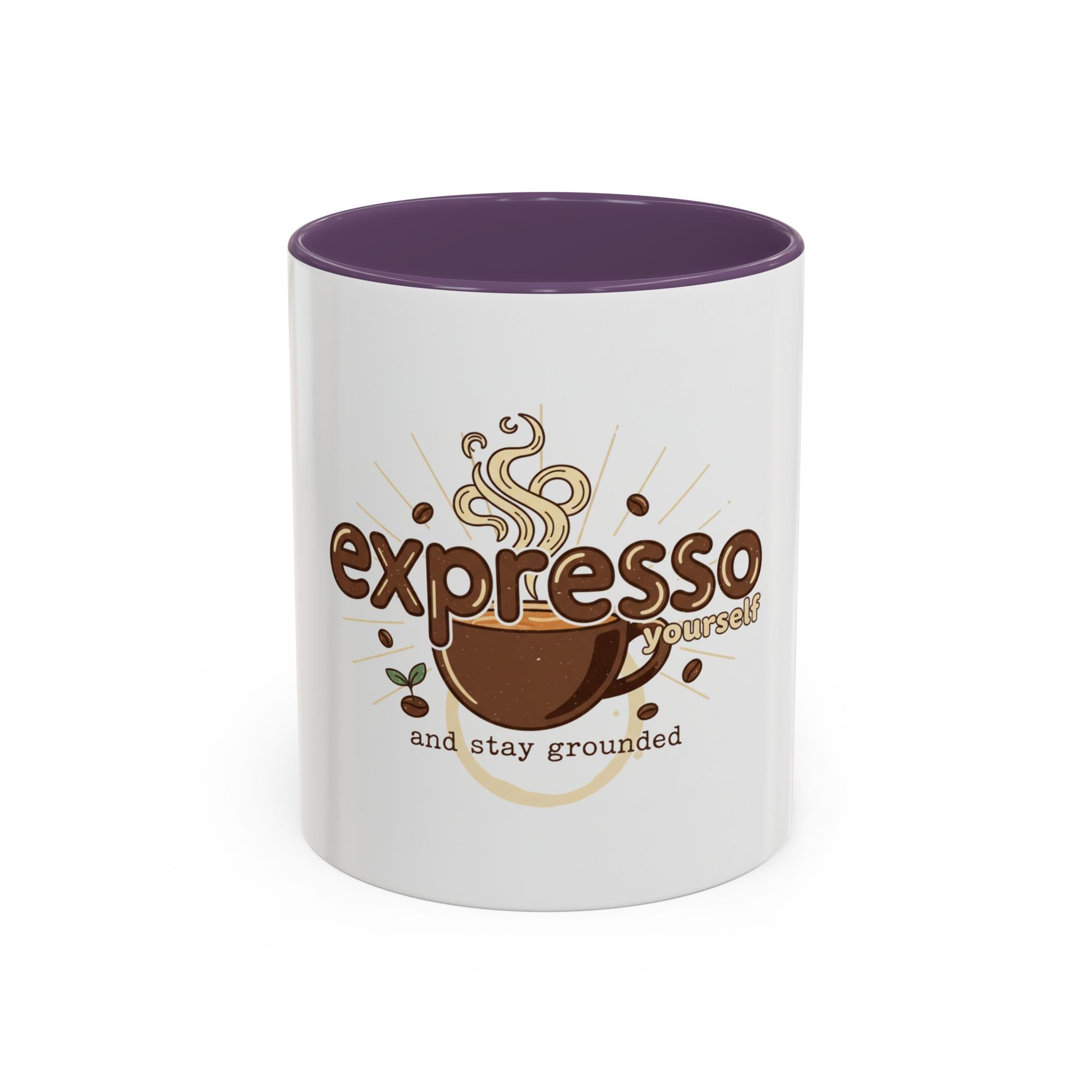 Expresso Yourself Coffee Mug — "and stay grounded" Accent Ceramic Mug (11/15oz)