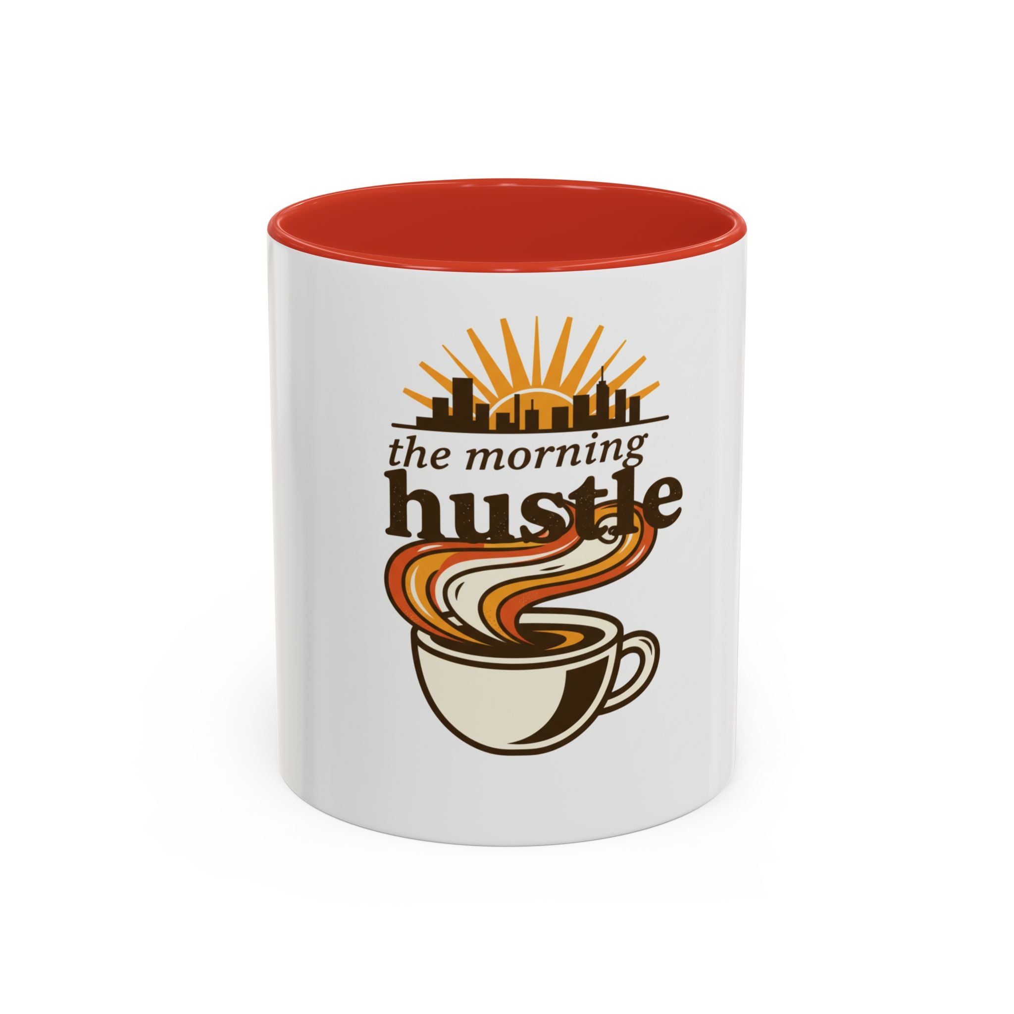 Morning Hustle Coffee Mug — Retro Sunrise Coffee Cup