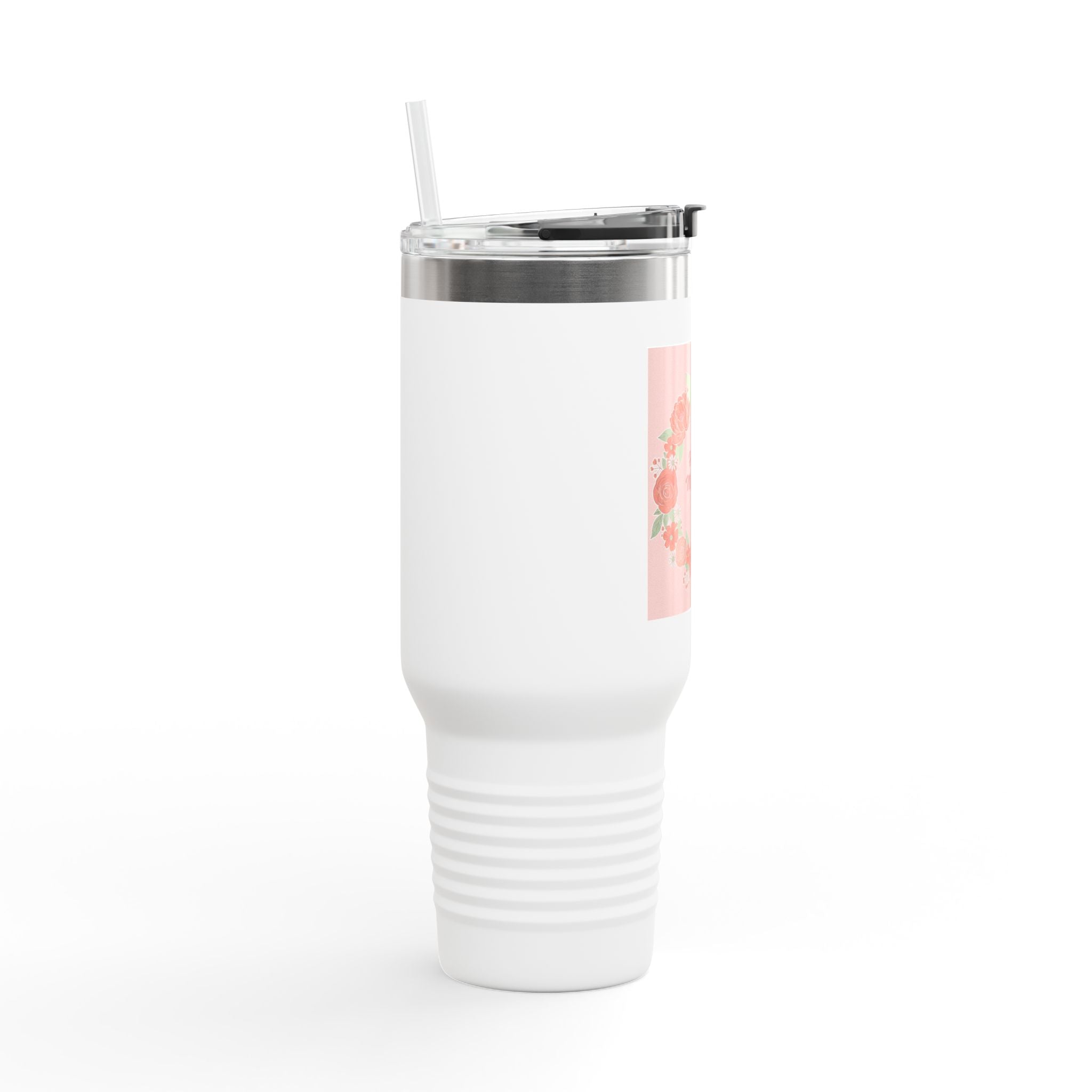 40oz Insulated Travel Mug – Pink Floral 'Happy Mother's Day' Design