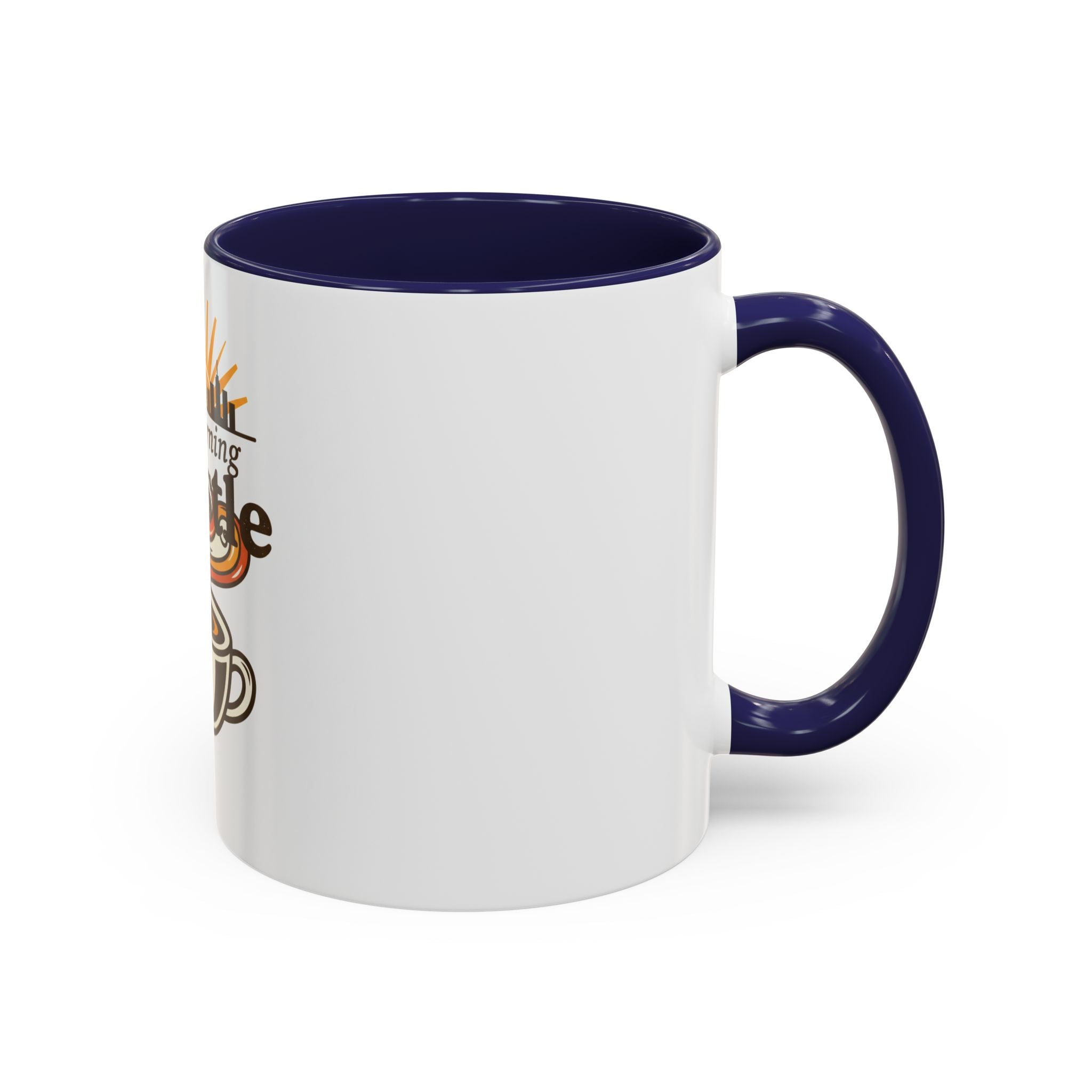 Morning Hustle Coffee Mug — Retro Sunrise Coffee Cup