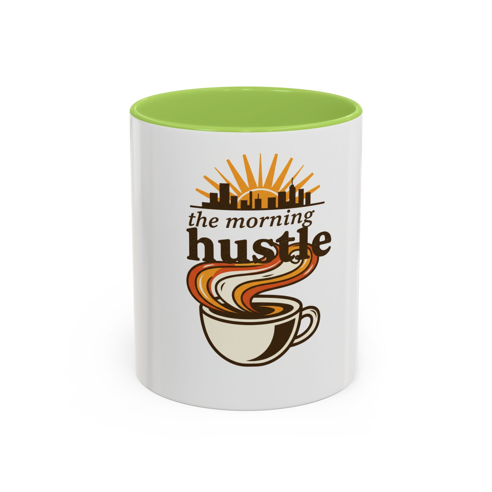 Morning Hustle Coffee Mug — Retro Sunrise Coffee Cup